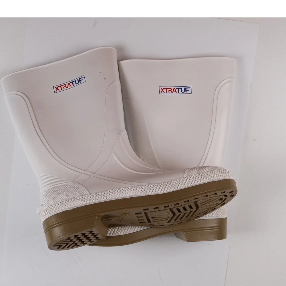XTRATUF Legacy 15 Inch Deck Boots White Tan Rubber Size 9 NEW MSRP 160